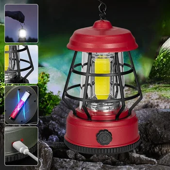 Impermeável Portátil Camping Lanterna Stepless de Escurecimento sem fio Lâmpada de Acampamento com Gancho de Exterior Luz de Emergência para Caminhadas, Pesca