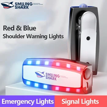 Vermelho Azul Strobe de Aviso Sinal de Luz Patrulhas da Polícia de Segurança Ombro Clipe Flash de Luz de Alarme Imã Lanterna elétrica Recarregável USB