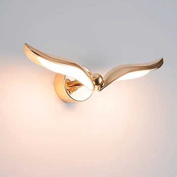 Novo Pássaro Lâmpada de Parede Nórdicos da Parede do DIODO emissor de Luz Criativa Gaivota Forma de Ouro Candeeiro de Iluminação interna de Decoração para o Quarto Sala de estar
