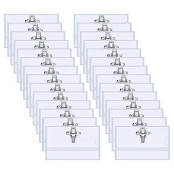100 PCS Pin Clipe de Estilo Horizontal de Crachá Titulares, Com Inserções Ajuste Cartão de 90X55mm Transparente