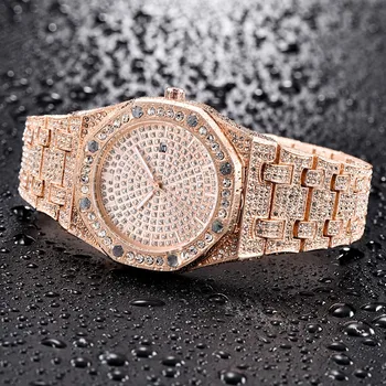 venda quente de Diamante Relógio de Quartzo para homens de alto Luxo Namoro relógios para homens Moda de Aço Inoxidável Relógio à prova d'água reloj hombre