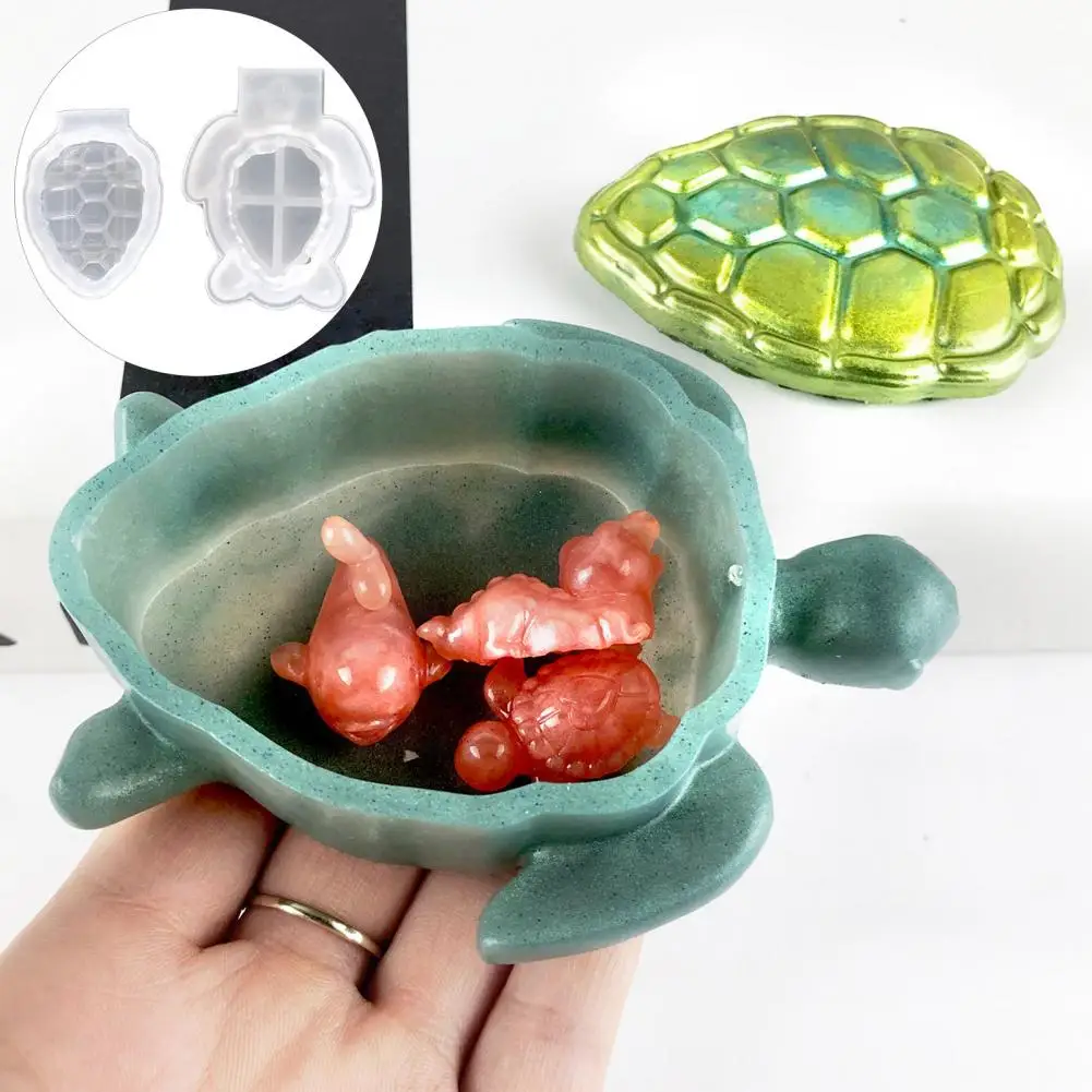 2Pcs Tartaruga de Mar de Armazenamento de Caixa de Molde 3D Animal de Silicone, Resina de Epóxi de Fundição de Jóias do Trinket da Caixa de Armazenamento de Recipiente de Molde DIY Suprimentos1