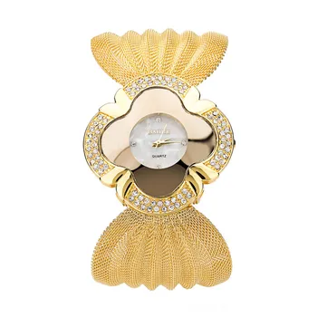 Relógio De Quartzo Para Mulheres De Luxo Temperamento Ouro, Brilhante, Diamante De Malha De Moda De Novos Negócios Feminino Relógio De Pulso De Quartzo Relogios